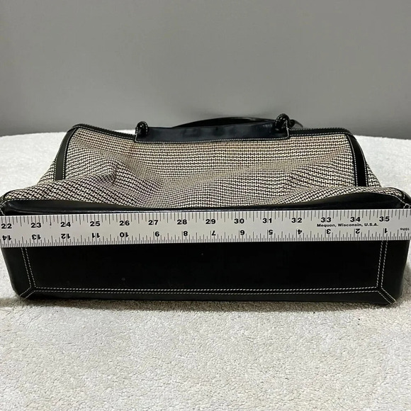 Tusk Womens Beige Black Shoulder Tote Bag Natural Woven Double Handle Large - Picture 12 of 14